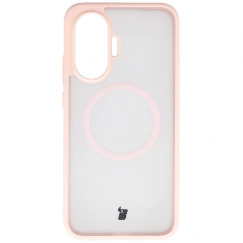 Etui z pierścieniem magnetycznym Bizon Case MatteO do Xiaomi POCO F7 przydymione-różowe