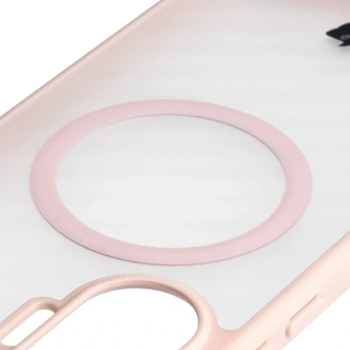 Etui z pierścieniem magnetycznym Bizon Case MatteO do Xiaomi POCO F7 przydymione-różowe