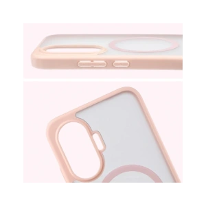 Etui z pierścieniem magnetycznym Bizon Case MatteO do Xiaomi POCO F7 przydymione-różowe