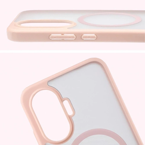 Etui z pierścieniem magnetycznym Bizon Case MatteO do Xiaomi POCO F7 przydymione-różowe