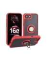 Etui z uchwytem na palec Bizon Case Hybrid Ring do Apple iPhone 16e przydymione z czerwoną ramką