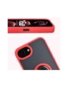Etui z uchwytem na palec Bizon Case Hybrid Ring do Apple iPhone 16e przydymione z czerwoną ramką
