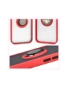 Etui z uchwytem na palec Bizon Case Hybrid Ring do Apple iPhone 16e przydymione z czerwoną ramką
