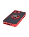 Etui z uchwytem na palec Bizon Case Hybrid Ring do Apple iPhone 16e przydymione z czerwoną ramką