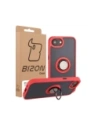 Etui z uchwytem na palec Bizon Case Hybrid Ring do Apple iPhone 16e przydymione z czerwoną ramką