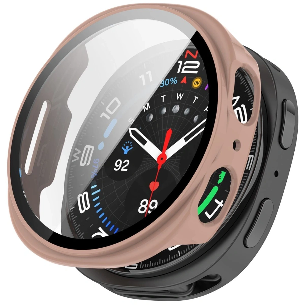 Etui ze szkłem do zegarka Bizon Case+Glass Watch do Samsung Galaxy Watch 8 40mm różowe