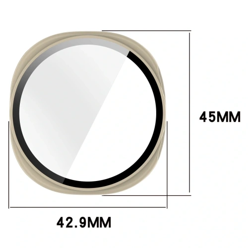 Etui ze szkłem do zegarka Bizon Case+Glass Watch do Samsung Galaxy Watch 8 40mm beżowe