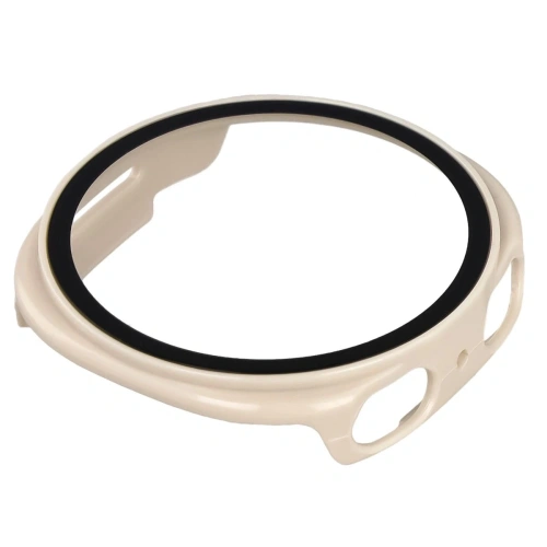 Etui ze szkłem do zegarka Bizon Case+Glass Watch do Samsung Galaxy Watch 8 40mm beżowe