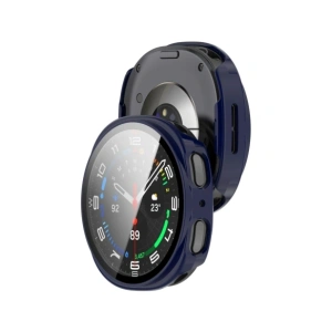 Etui ze szkłem do zegarka Bizon Case+Glass Watch do Samsung Galaxy Watch 8 40mm niebieskie