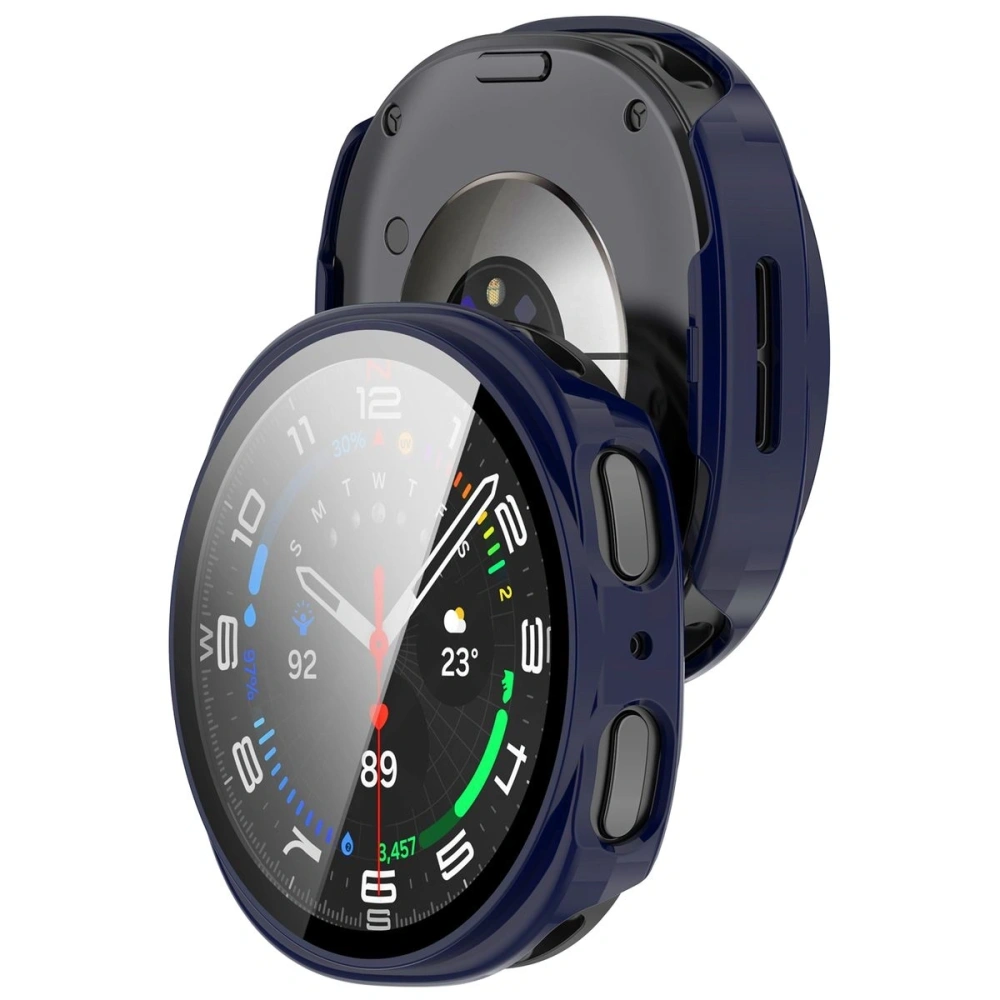 Etui ze szkłem do zegarka Bizon Case+Glass Watch do Samsung Galaxy Watch 8 40mm niebieskie