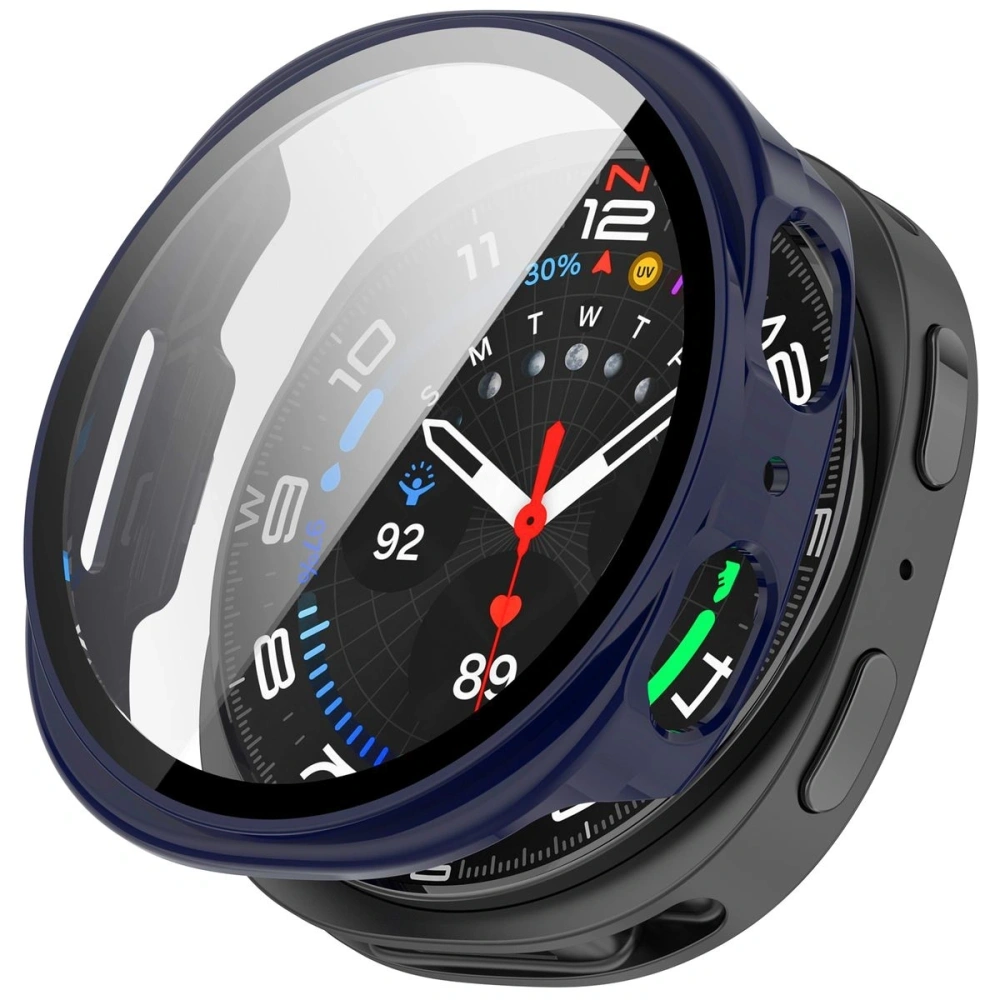 Etui ze szkłem do zegarka Bizon Case+Glass Watch do Samsung Galaxy Watch 8 40mm niebieskie