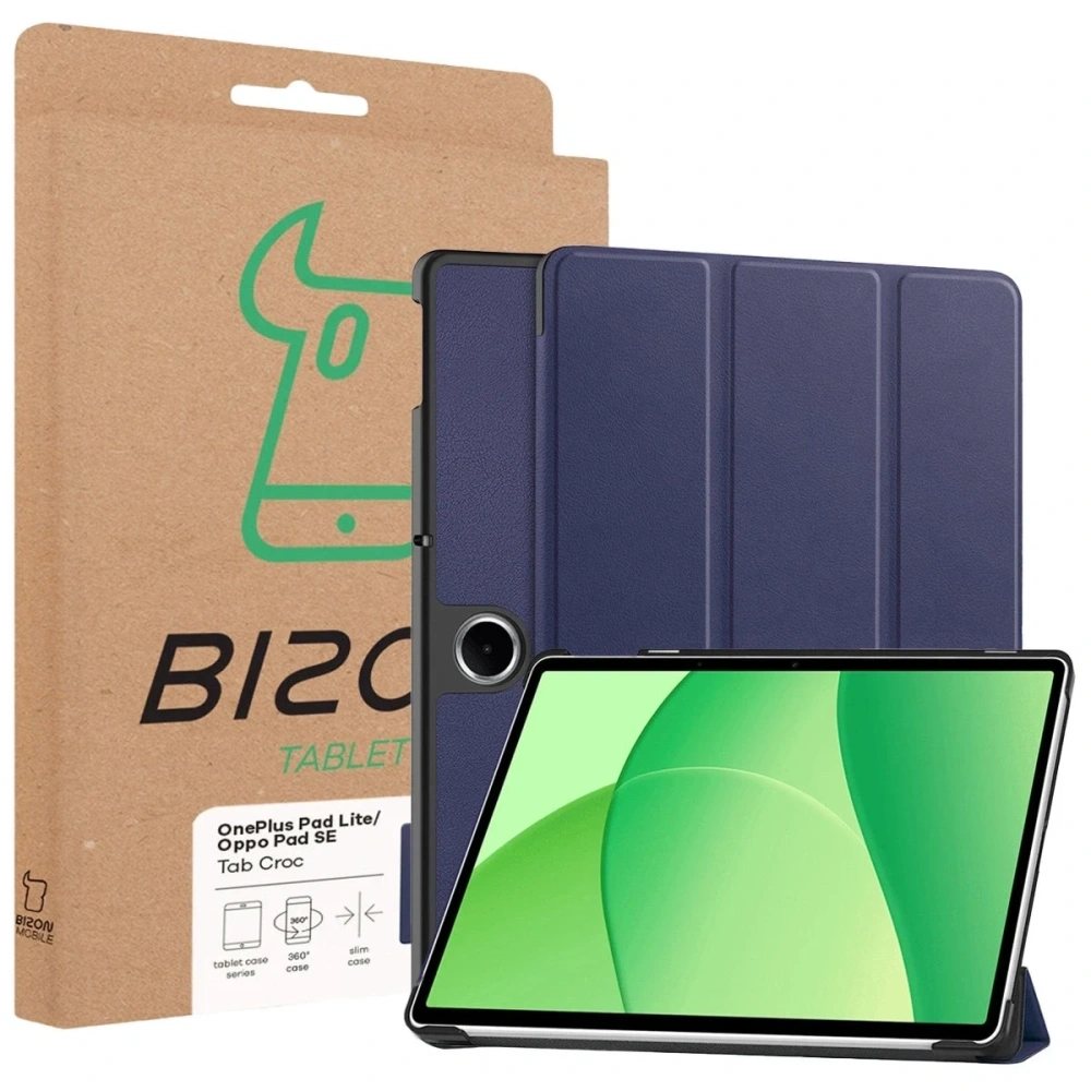 Etui z klapką Bizon Case Tab Croc do OnePlus Pad Lite / Oppo Pad SE granatowe