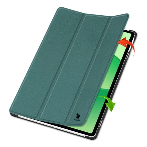 Etui z klapką Bizon Case Tab Croc do OnePlus Pad Lite / Oppo Pad SE ciemnozielone