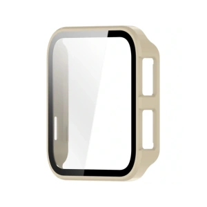 Etui ze szkłem do zegarka Bizon Case+Glass Watch do Garmin Venu X1 beżowe