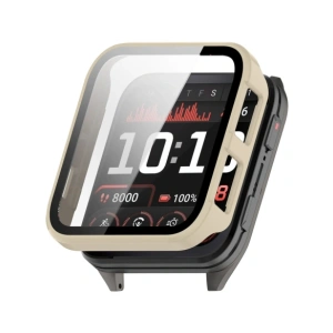 Etui ze szkłem do zegarka Bizon Case+Glass Watch do Garmin Venu X1 beżowe