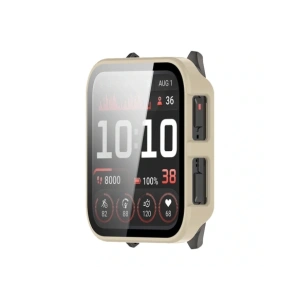 Etui ze szkłem do zegarka Bizon Case+Glass Watch do Garmin Venu X1 beżowe