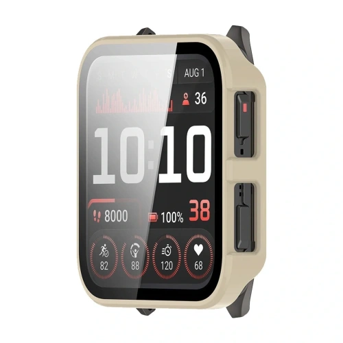 Etui ze szkłem do zegarka Bizon Case+Glass Watch do Garmin Venu X1 beżowe