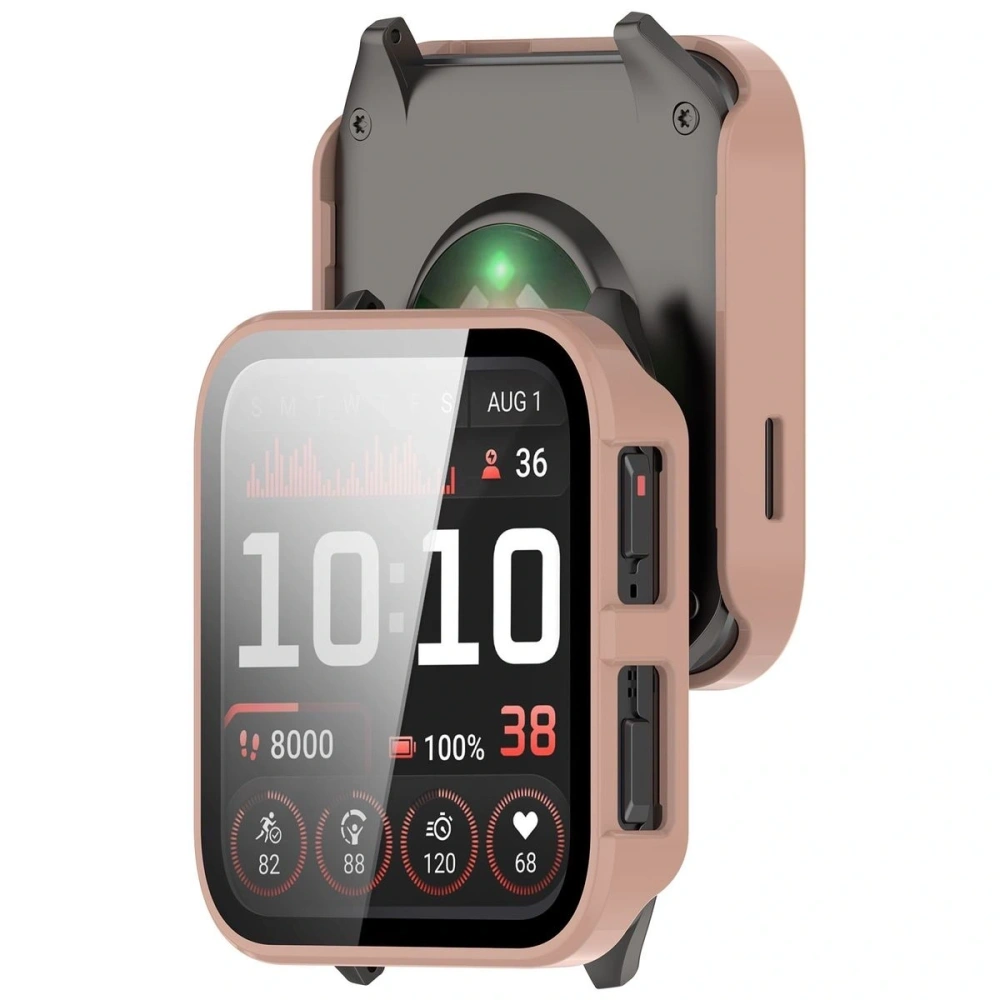 Etui ze szkłem do zegarka Bizon Case+Glass Watch do Garmin Venu X1 różowe