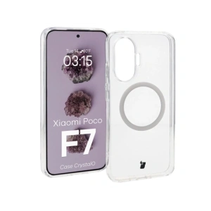 Etui z pierścieniem magnetycznym Bizon Case CrystalO do Xiaomi POCO F7 przezroczyste