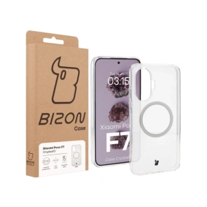Etui z pierścieniem magnetycznym Bizon Case CrystalO do Xiaomi POCO F7 przezroczyste