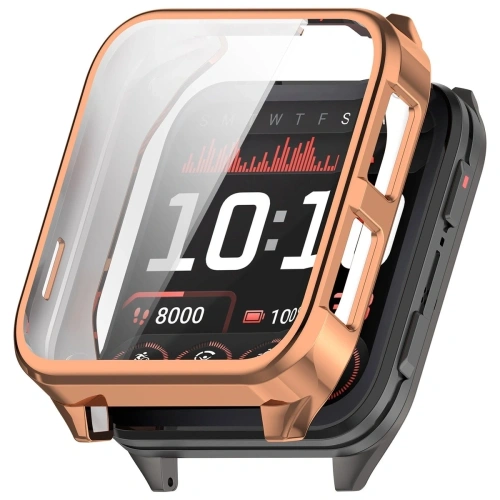 Etui z osłoną ekranu Bizon Case Watch Felipe do Garmin Venu X1 różowozłote