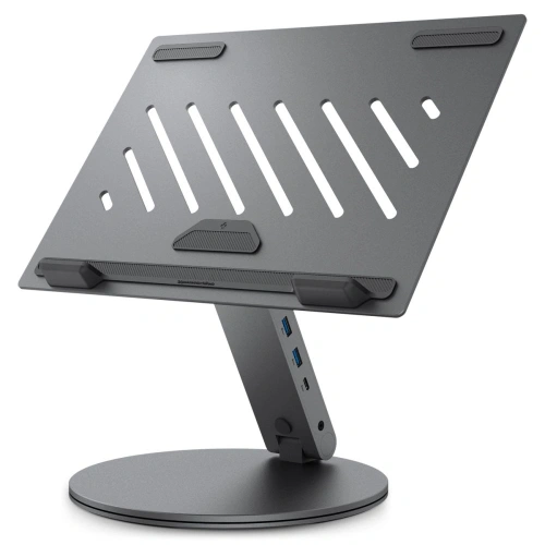 Stojak Spigen LD204H Laptop Stand USB-C Hub 6w1: 100W ładowanie, HDMI 4K, 2x USB-A, transfer 5Gb/s Space Grey