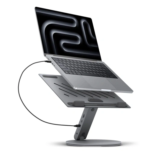 Stojak Spigen LD204H Laptop Stand USB-C Hub 6w1: 100W ładowanie, HDMI 4K, 2x USB-A, transfer 5Gb/s Space Grey