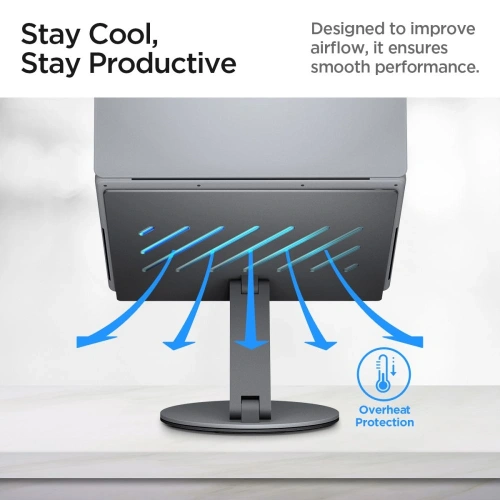 Stojak Spigen LD204H Laptop Stand USB-C Hub 6w1: 100W ładowanie, HDMI 4K, 2x USB-A, transfer 5Gb/s Space Grey