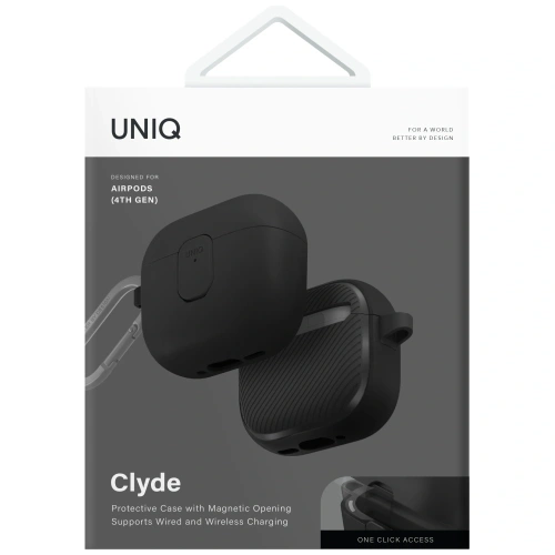 Etui UNIQ Clyde do Apple AirPods 4 Lock Case czarny