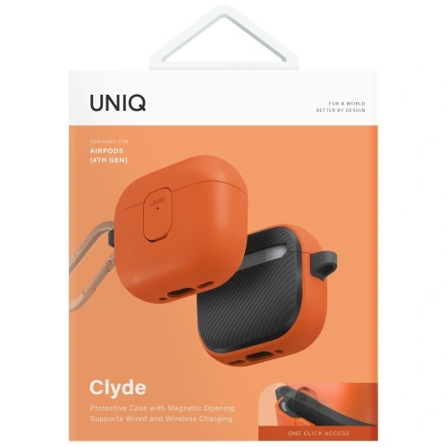 Etui UNIQ Clyde do Apple AirPods 4 Lock Case pomarańczowy