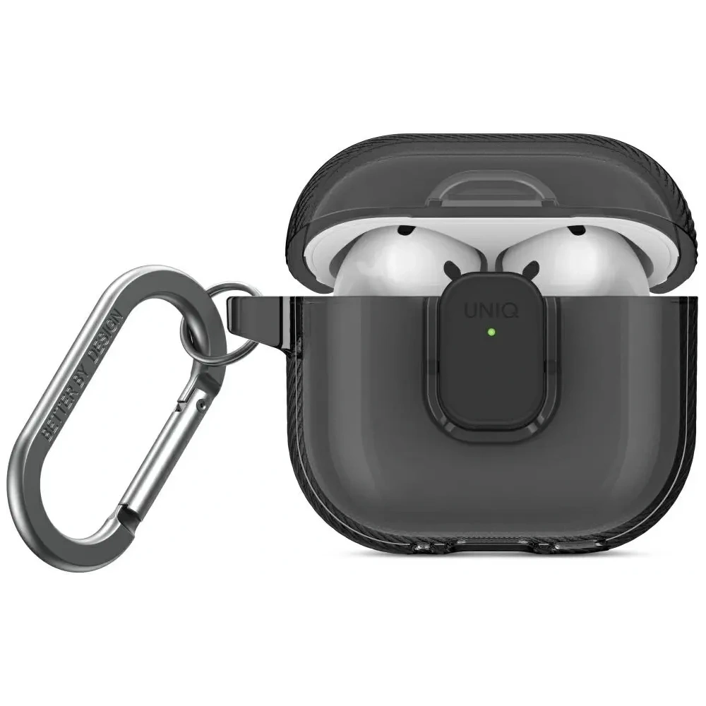 Etui UNIQ Glase Pro do Apple AirPods 4 Lock Case dymny