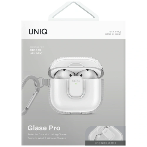 Etui UNIQ Glase Pro do Apple AirPods 4 Lock Case przezroczysty