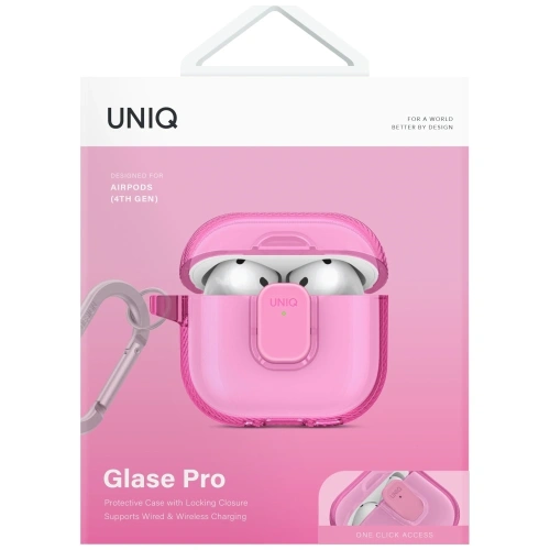 Etui UNIQ Glase Pro do Apple AirPods 4 Lock Case różowy