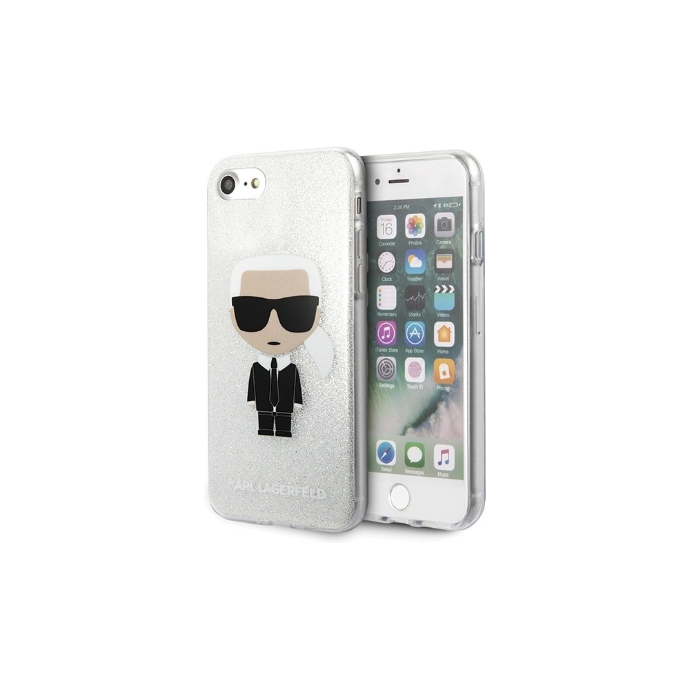 Hurtownia GSM - Etui Karl Lagerfeld KLHCI8TPUTRIKSL Apple iPhone SE 2022/SE 2020/8/7 stříbrný/silver Glitter Ikonik Karl - KLD298SLV - {ean13} - Hurt