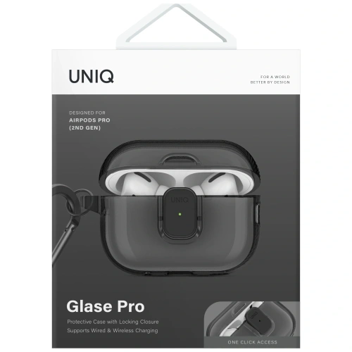 Etui UNIQ Glase Pro do Apple AirPods Pro 2 Lock Case dymny