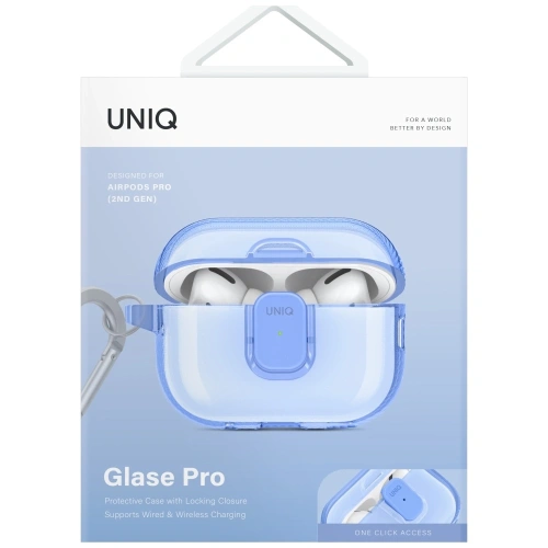 Etui UNIQ Glase Pro do Apple AirPods Pro 2 Lock Case niebieski