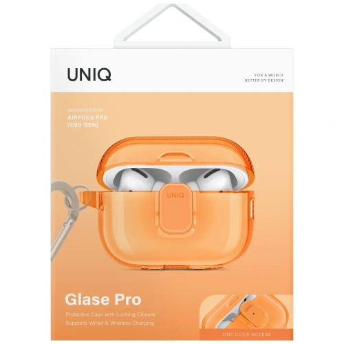 Etui UNIQ Glase Pro do Apple AirPods Pro 2 Lock Case pomarańczowy