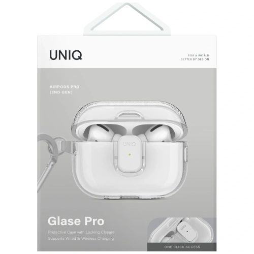 Etui UNIQ Glase Pro do Apple AirPods Pro 2 Lock Case przezroczysty