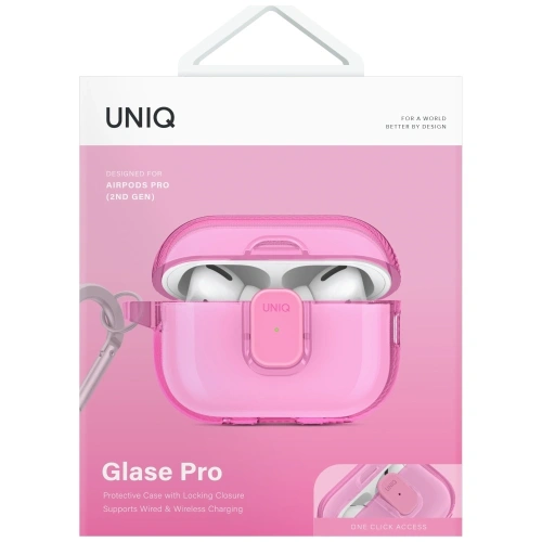 Etui UNIQ Glase Pro do Apple AirPods Pro 2 Lock Case różowy