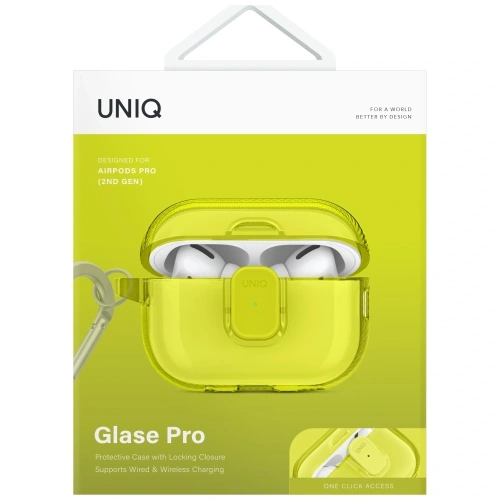Etui UNIQ Glase Pro do Apple AirPods Pro 2 Lock Case żółty