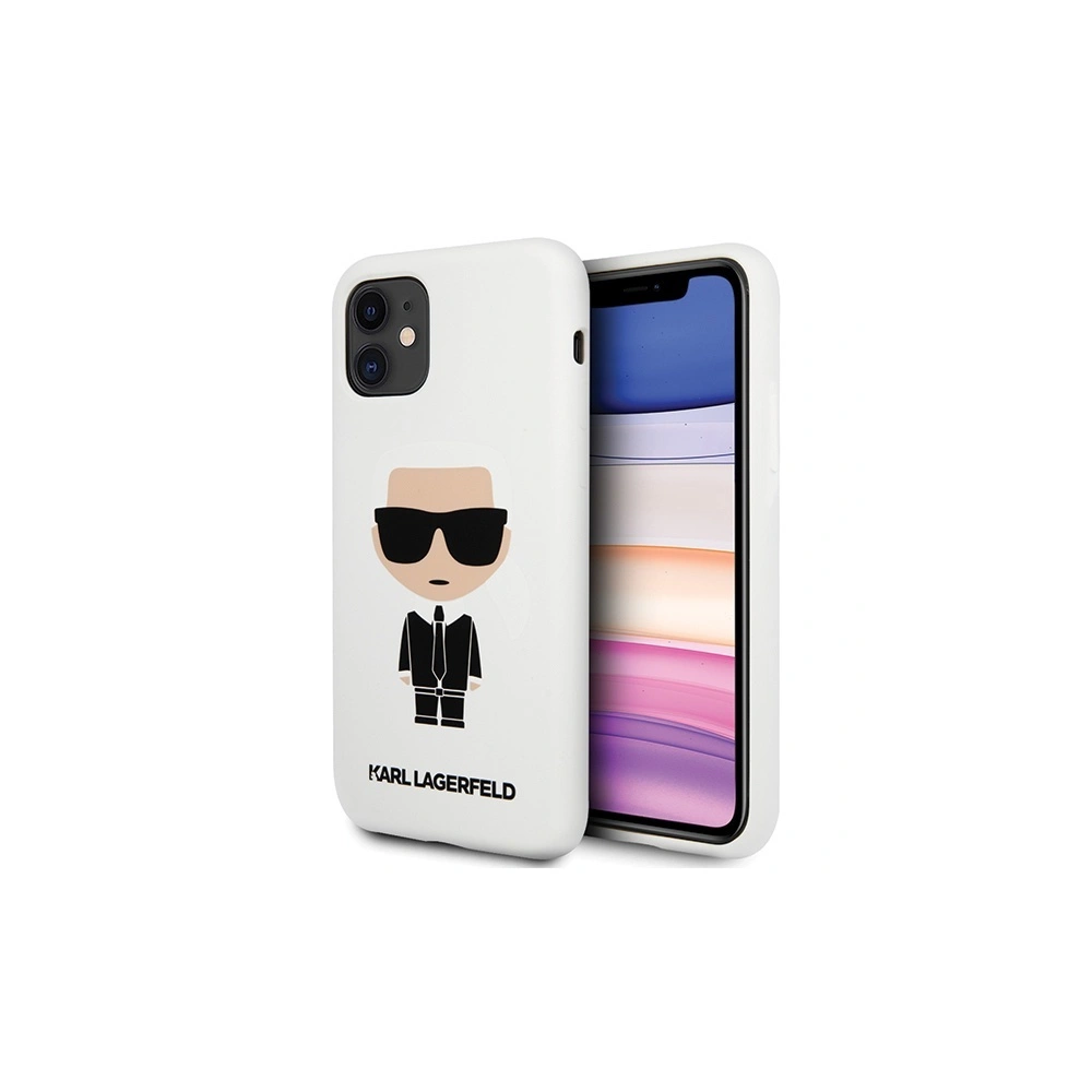 Hurtownia GSM - Etui Karl Lagerfeld KLHCN61SLFKWH Apple iPhone 11 Hardcase weiß/white Silicone Iconic - KLD300WHT - {ean13} - Hurt