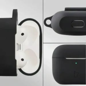 Silikonowe etui z karabińczykiem Bizon Case Headphone Silicone do Apple AirPods 3 czarne