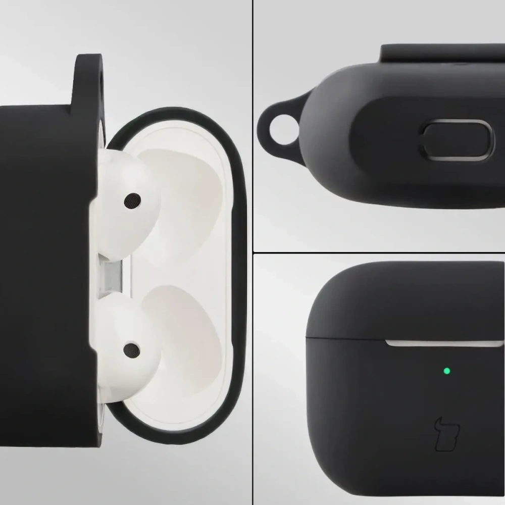 Silikonowe etui z karabińczykiem Bizon Case Headphone Silicone do Apple AirPods 3 czarne