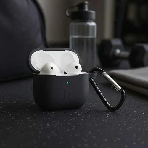 Silikonowe etui z karabińczykiem Bizon Case Headphone Silicone do Apple AirPods 3 czarne