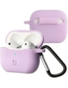 Silikonowe etui z karabińczykiem Bizon Case Headphone Silicone do Apple AirPods 3 lawendowe