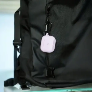 Silikonowe etui z karabińczykiem Bizon Case Headphone Silicone do Apple AirPods 3 lawendowe