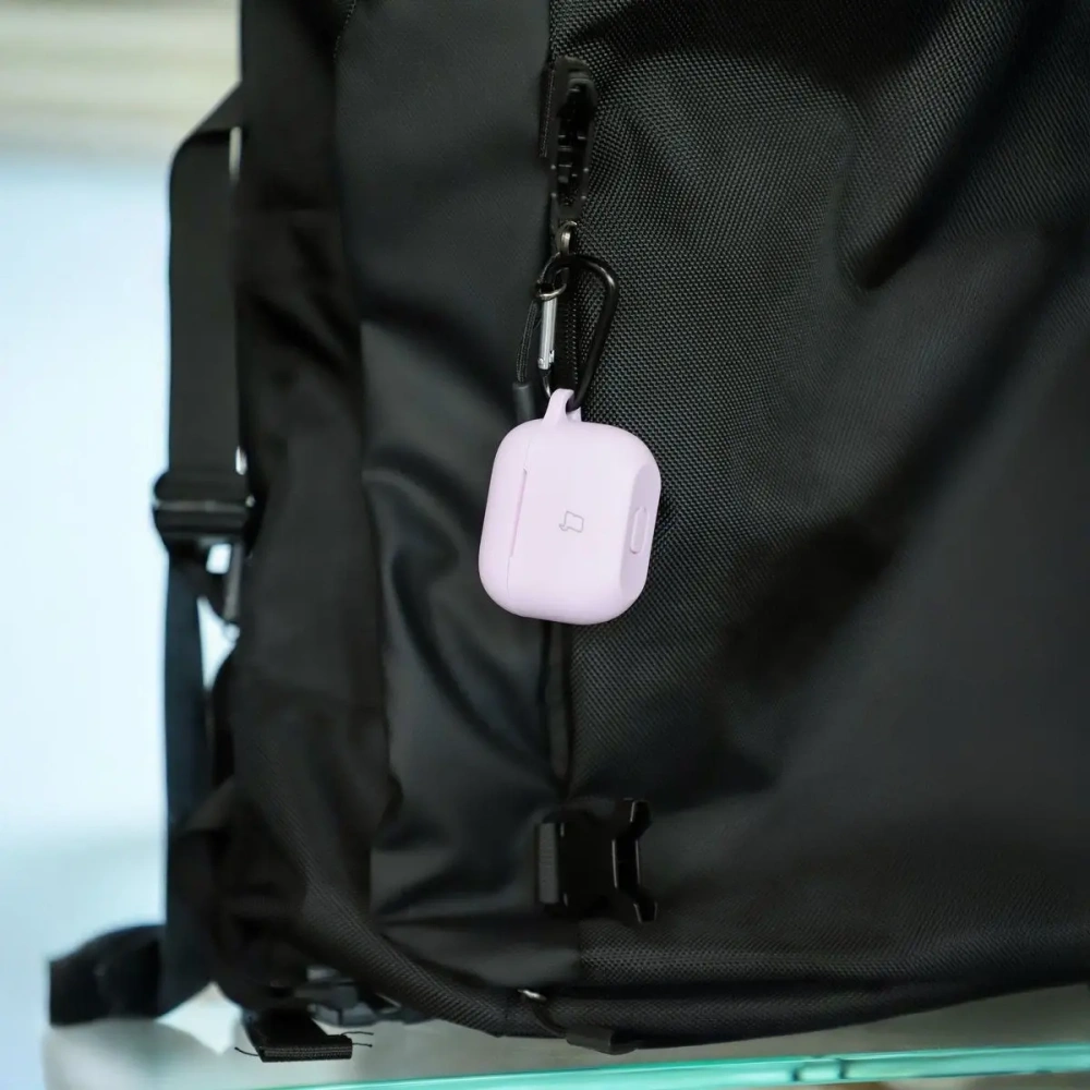 Silikonowe etui z karabińczykiem Bizon Case Headphone Silicone do Apple AirPods 3 lawendowe