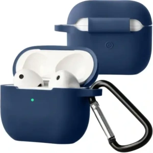 Silikonowe etui z karabińczykiem Bizon Case Headphone Silicone do Apple AirPods 3 granatowe