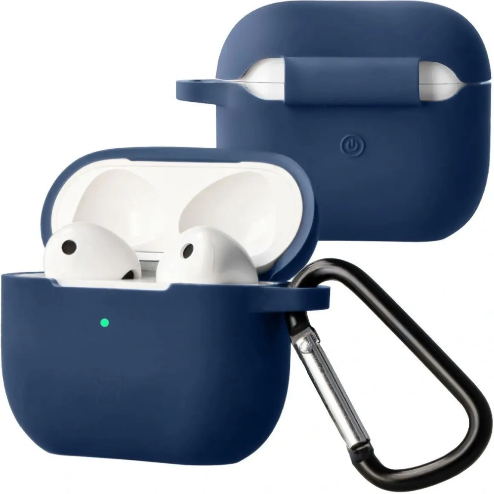 Silikonowe etui z karabińczykiem Bizon Case Headphone Silicone do Apple AirPods 3 granatowe