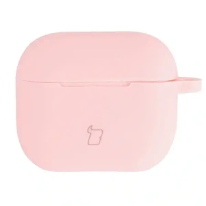 Silikonowe etui z karabińczykiem Bizon Case Headphone Silicone do Apple AirPods 3 jasnoróżowe